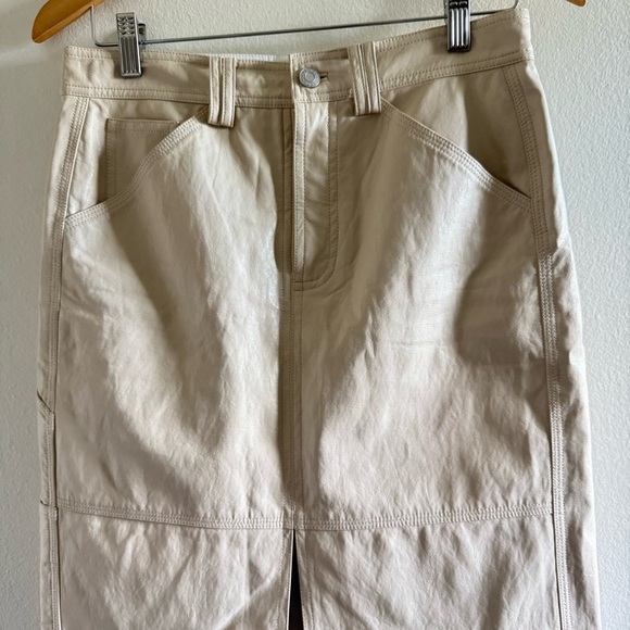 A.L.C Alden Faux Leather Front Back Slit Midi Skirt Size 4 - Picture 11 of 16